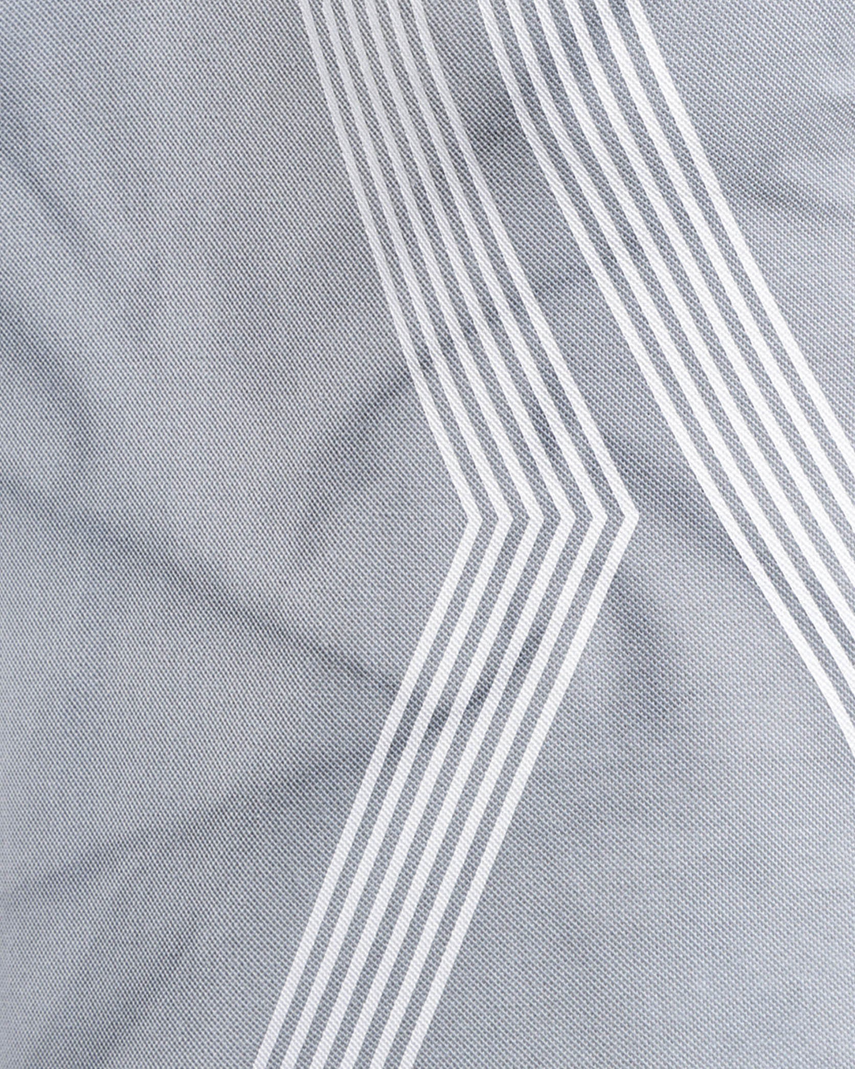 Close-up of gray fabric with white geometric pattern