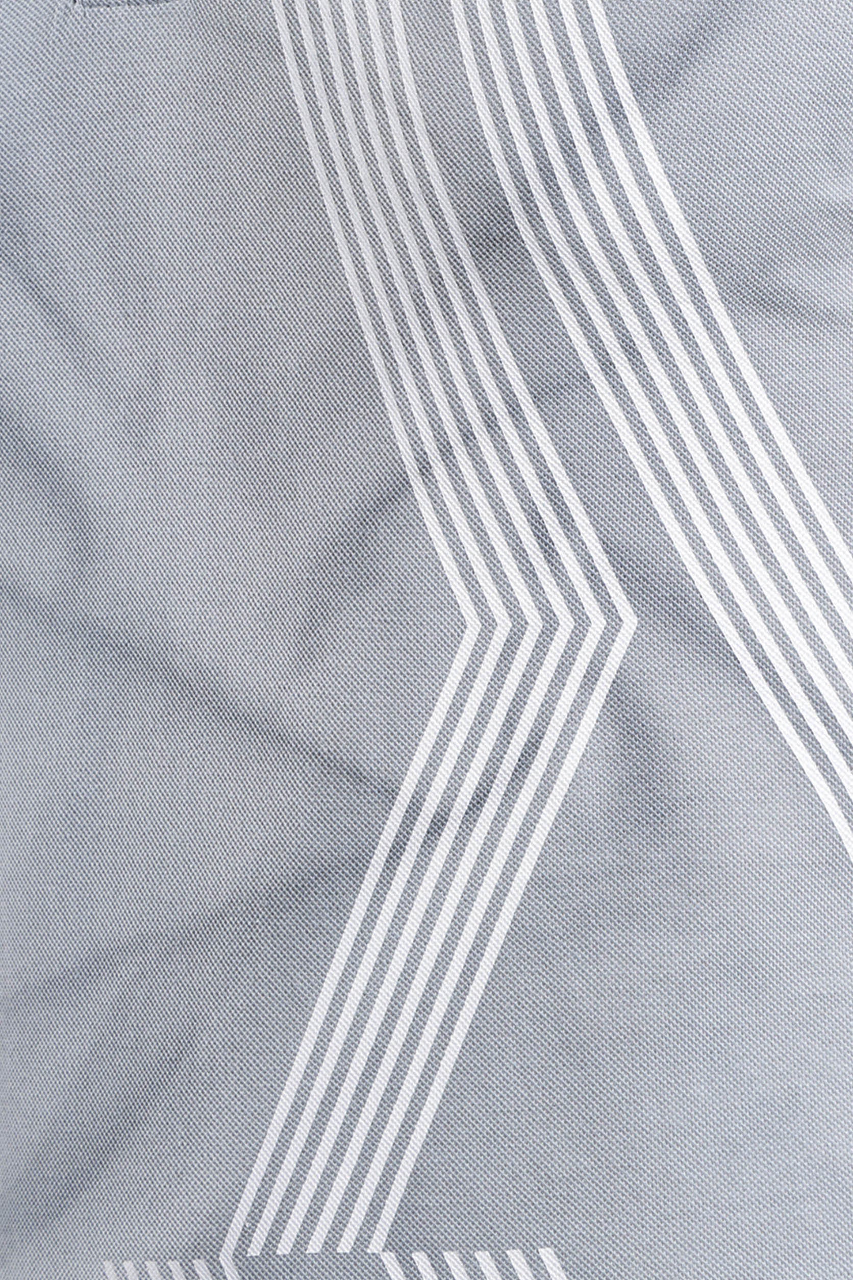 Close-up of gray fabric with white geometric pattern