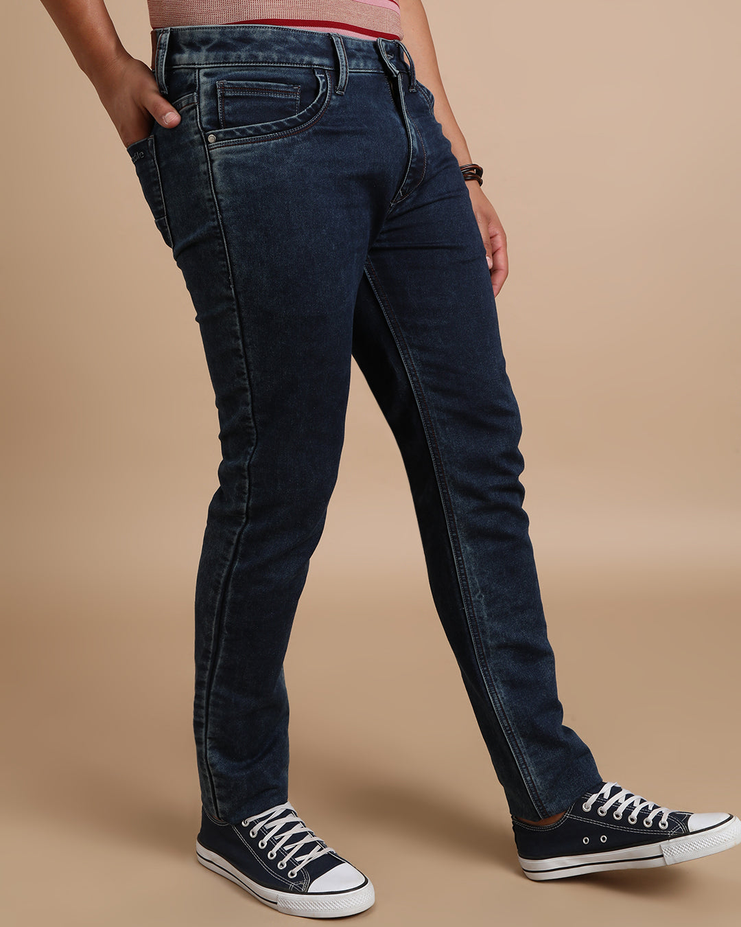 PREMIUM KNITTED DARK WASHED JEANS