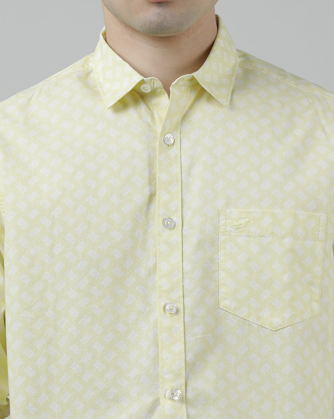 Casual Full Sleeve Comfort Fit Printed Shirt Yellow with Collar for Men