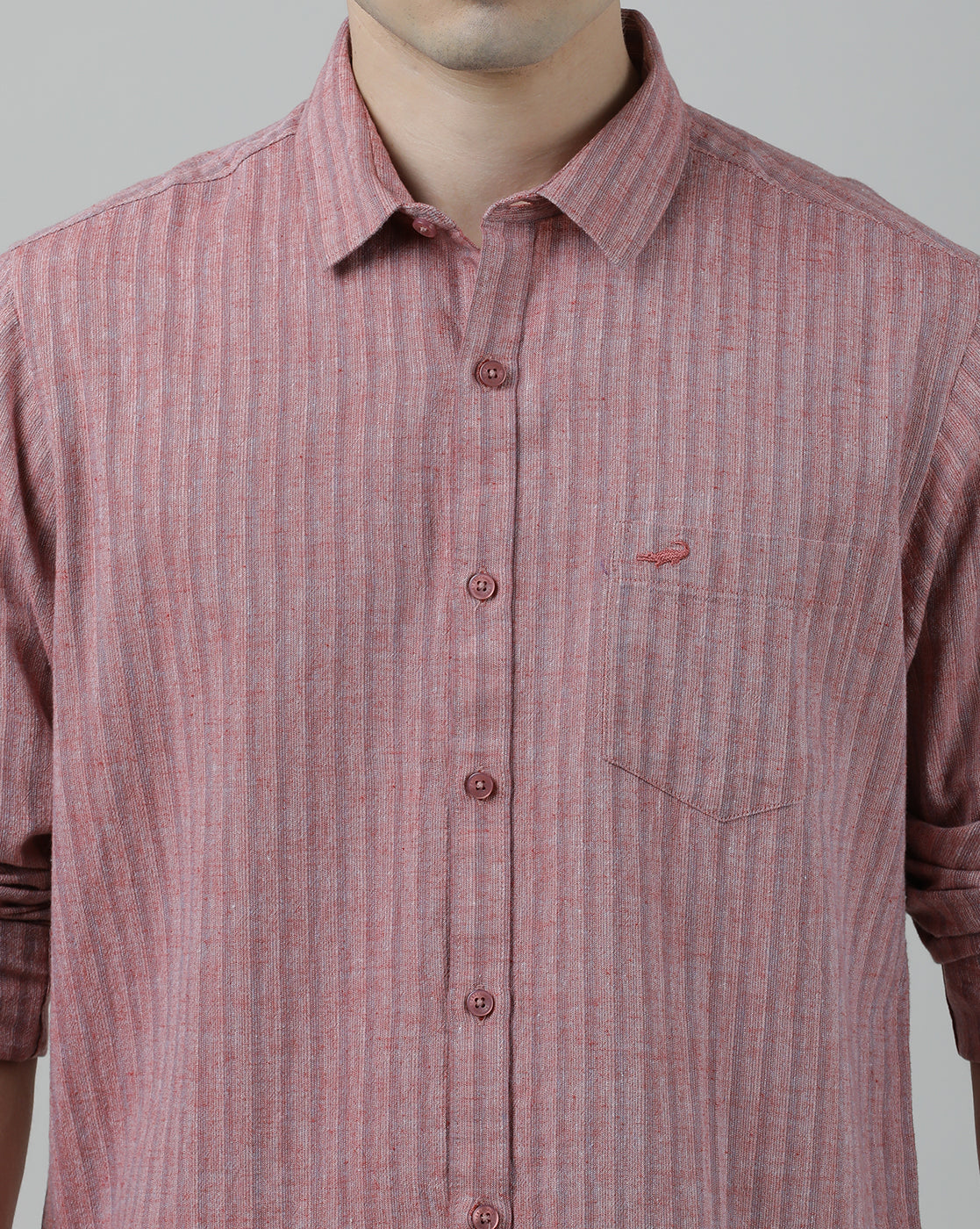 Casual Full Sleeve Comfort Fit Stripe Shirt Red for Men
