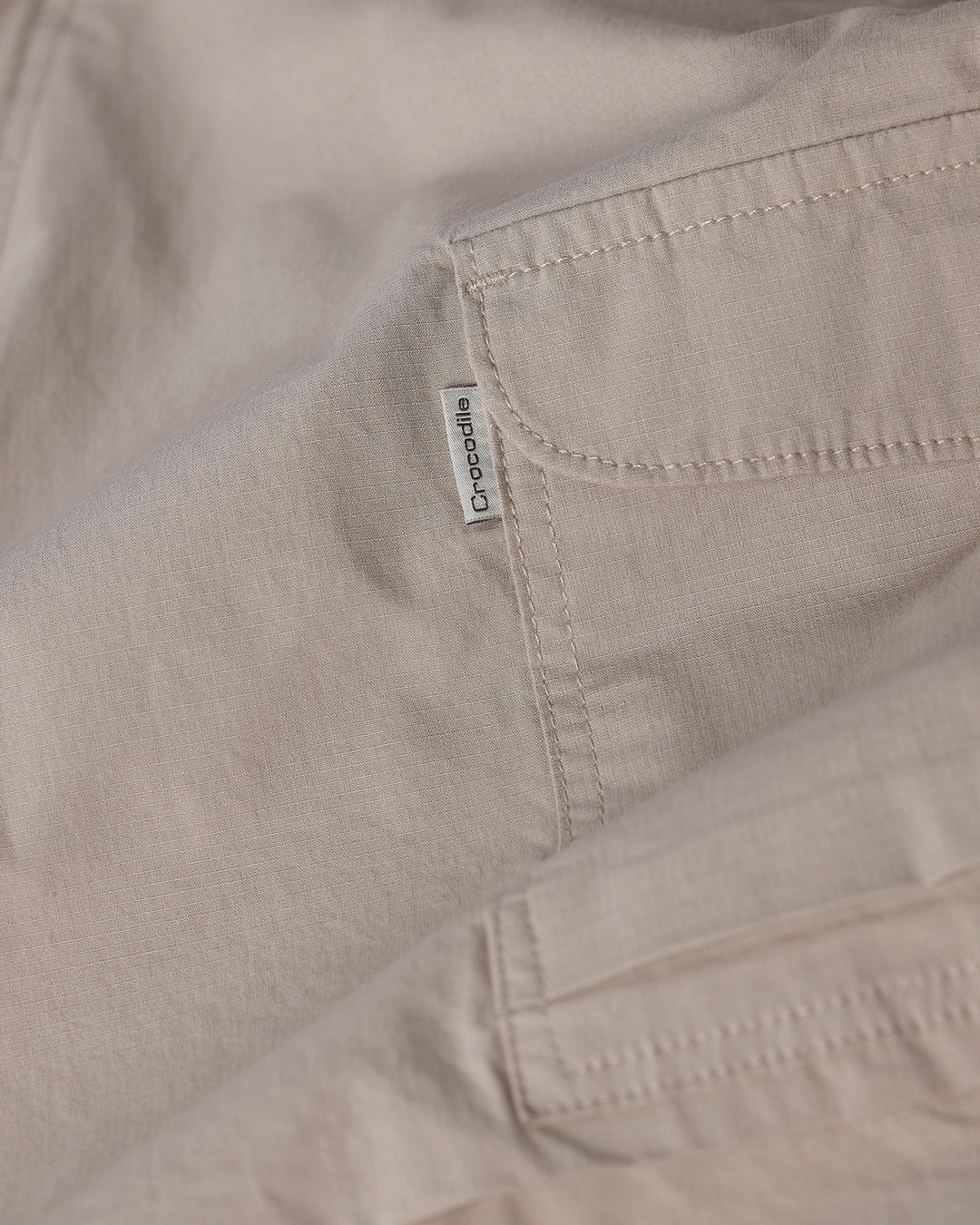 Close-up of beige fabric with texture detail