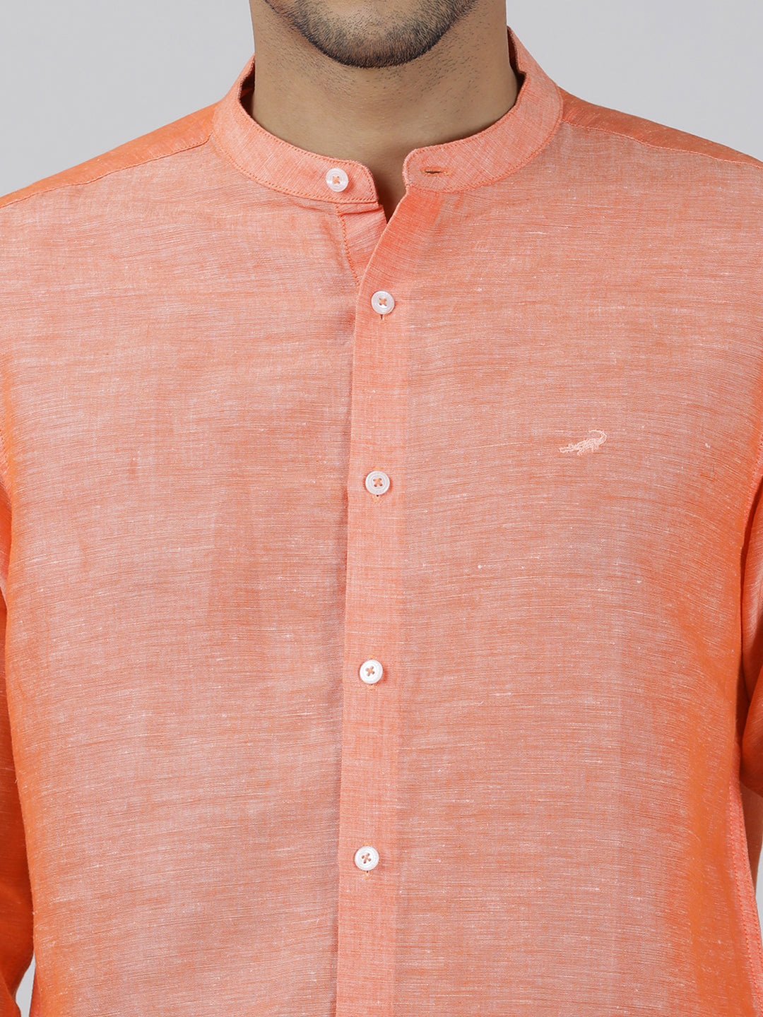 Casual Orange Full Sleeve Regular Fit Solid Shirt with Collar for Men