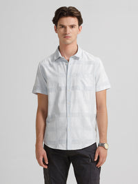 Blue Self Checked Shirt