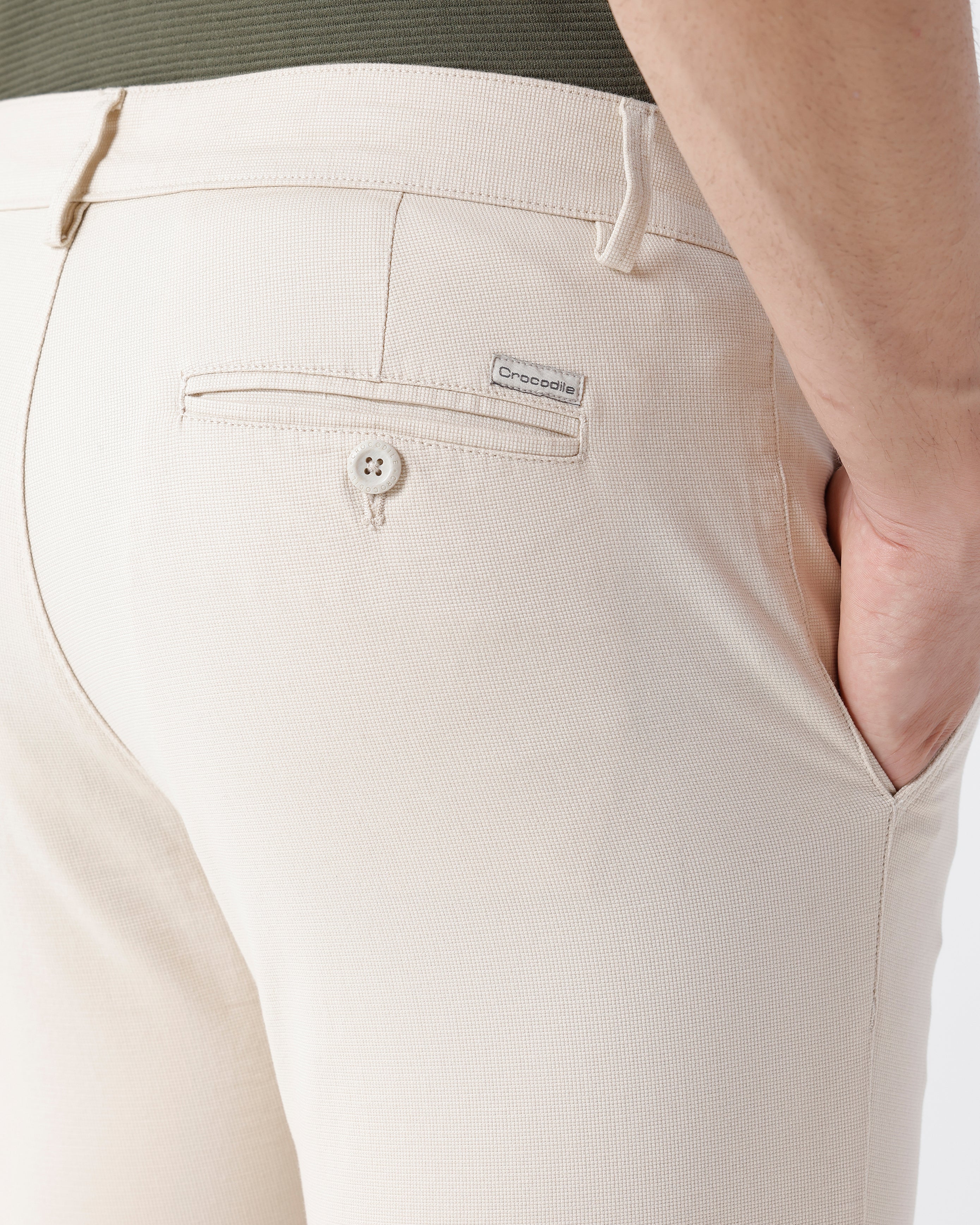 Close-up of beige fabric with texture detail