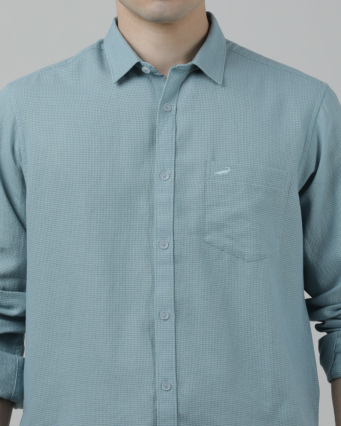 Casual Full Sleeve Slim Fit Solid Shirt Blue for Men