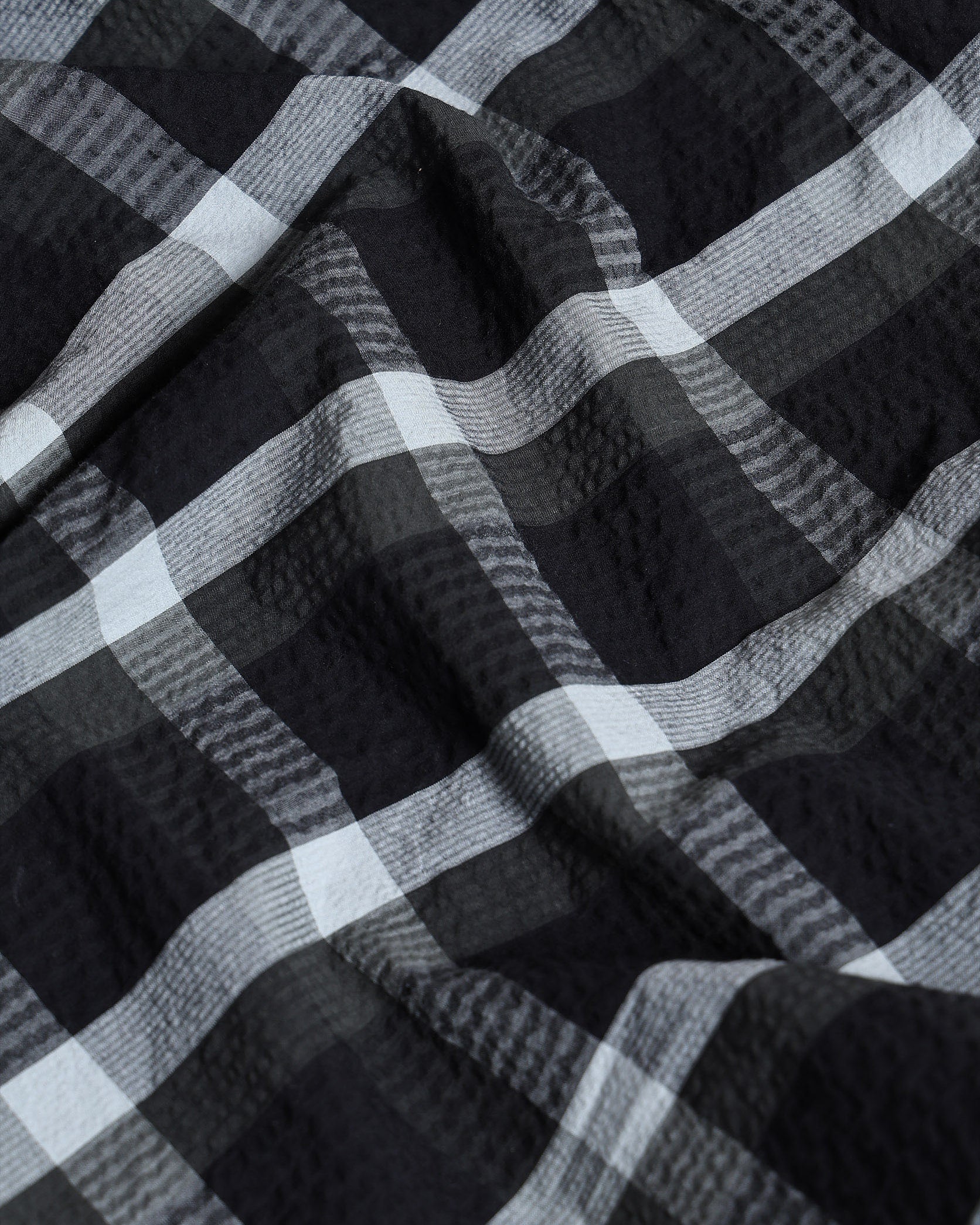 Close-up of black and white checkered fabric