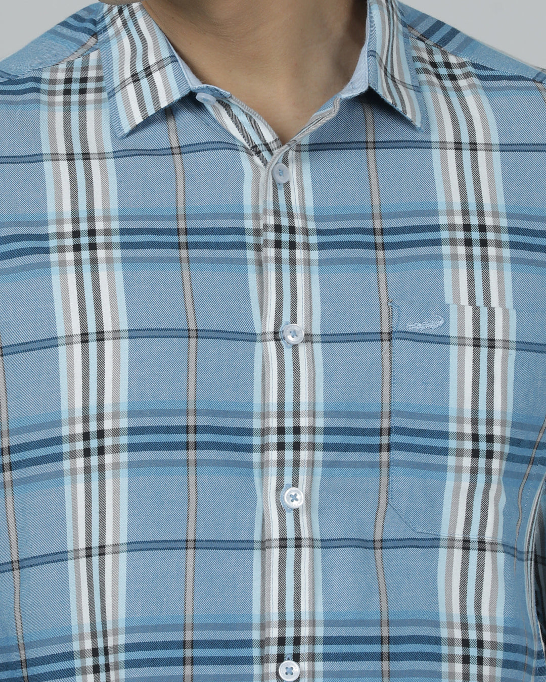 Crocodile Blue Full Sleeve Casual Comfort Fit Shirt