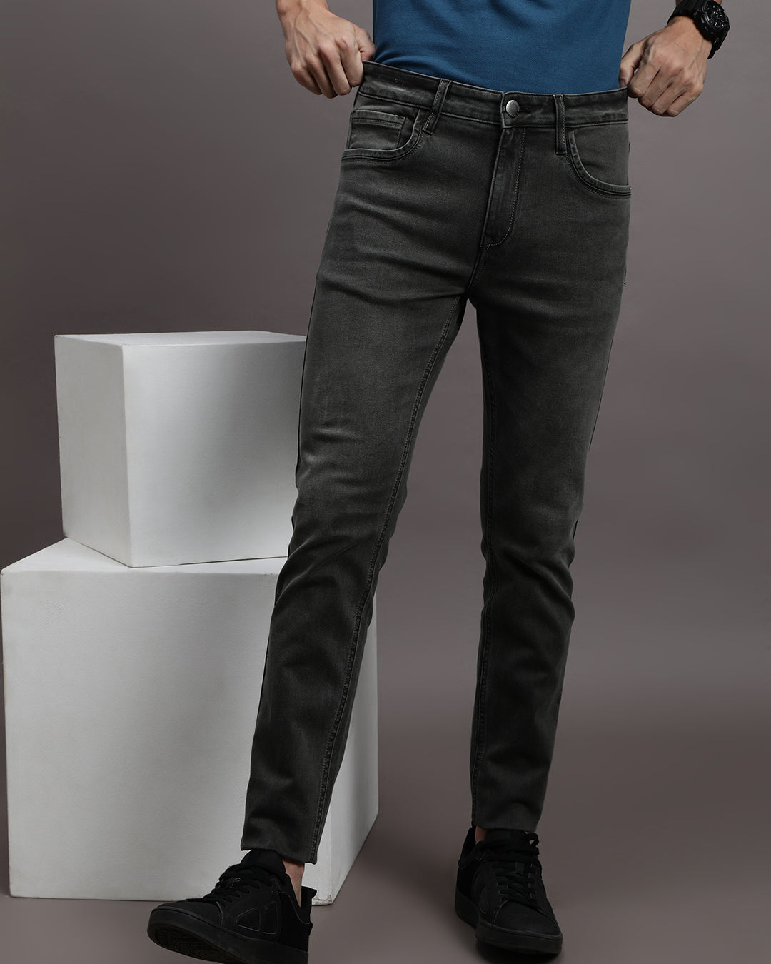 Close-up of black fabric with texture detail