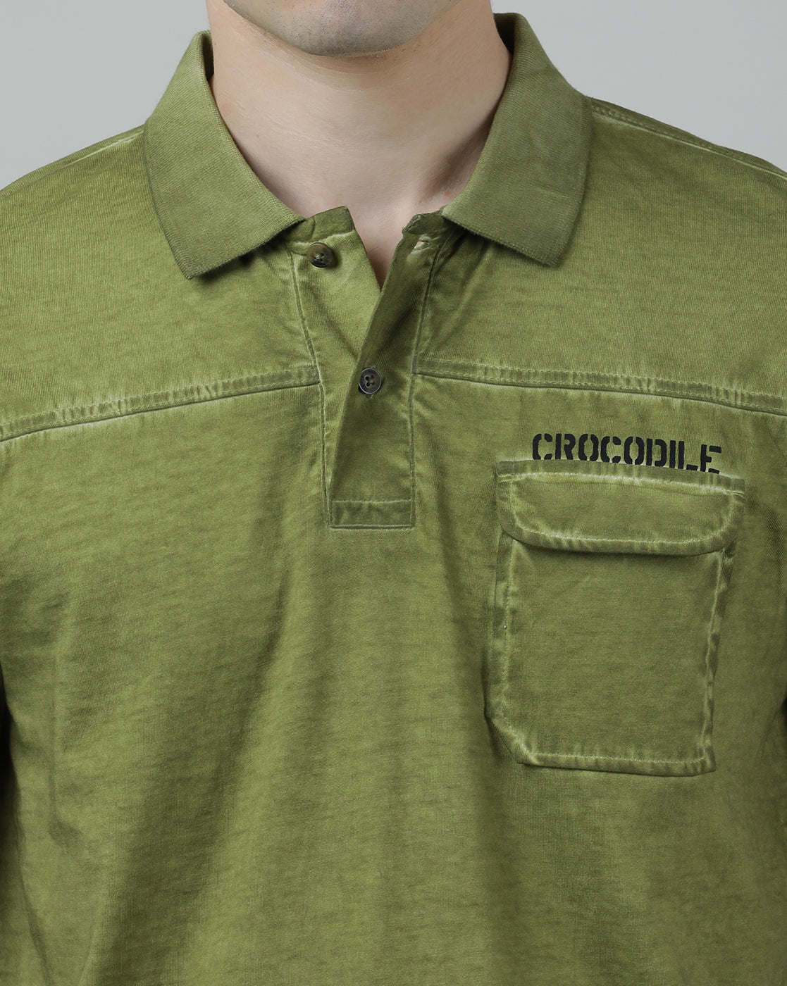 Casual Green T-Shirt Half Sleeve Slim Fit with Collar for Men