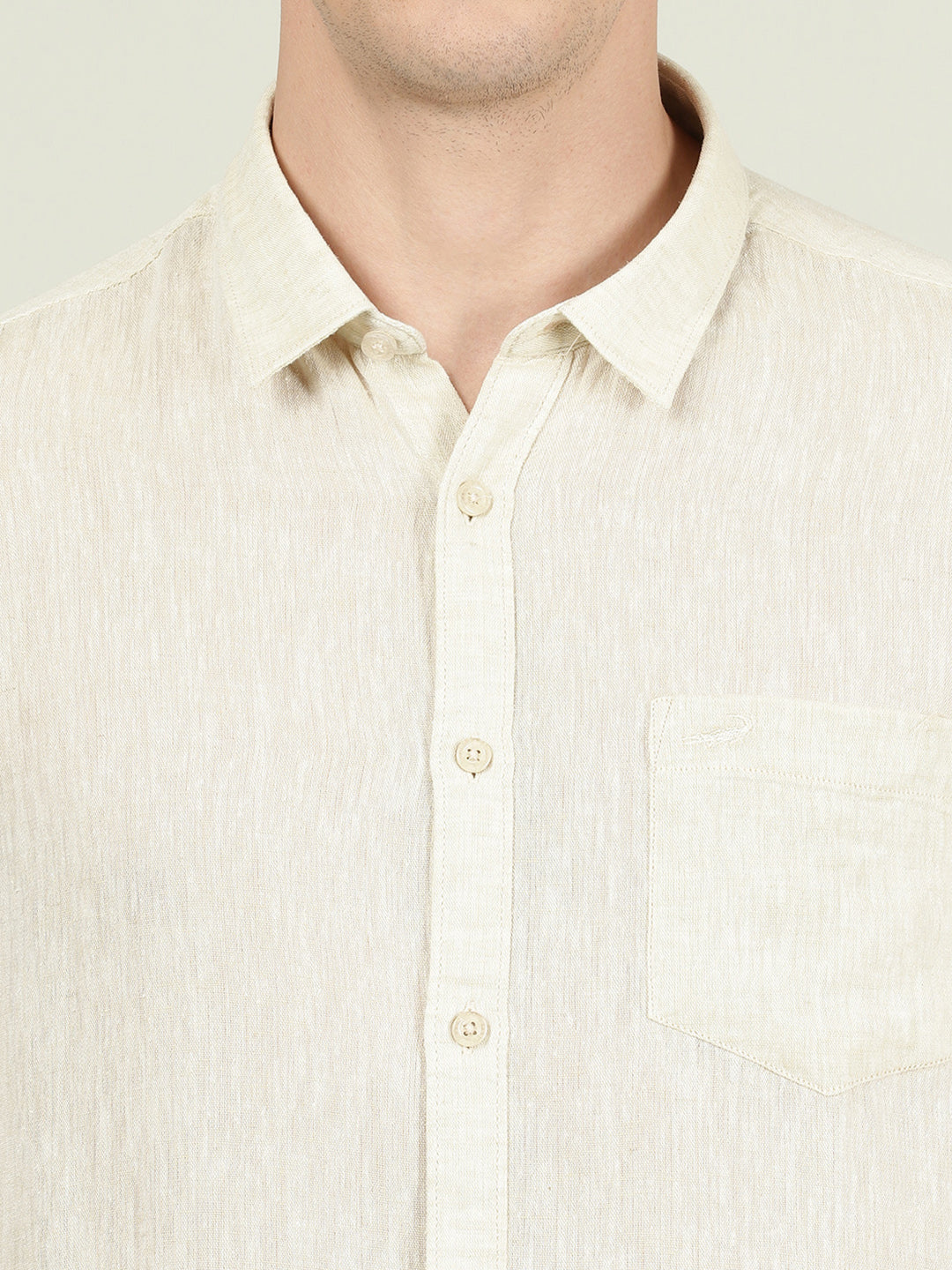 Close-up of beige fabric with texture detail