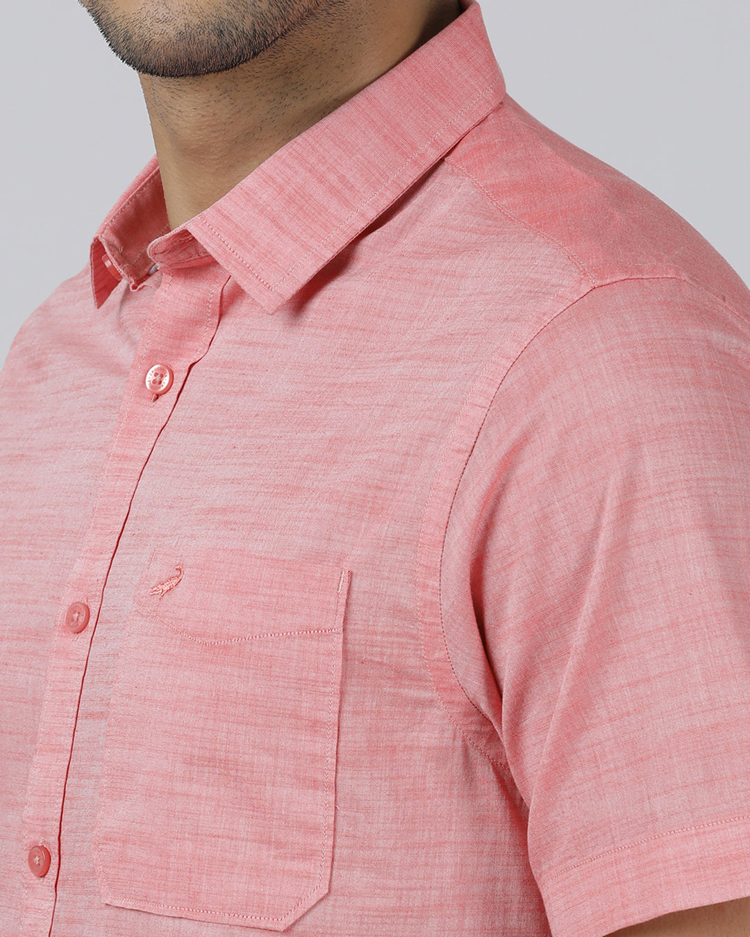 Casual Pink Half Sleeve Regular Fit Solid Shirt with Collar for Men