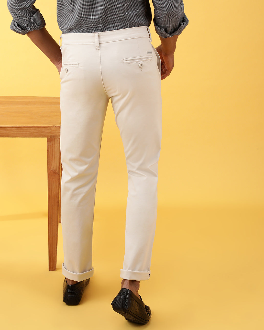 CLASSIC STRETCH LIGHT BEIGE CHINO WITH PEACHED FABRIC
