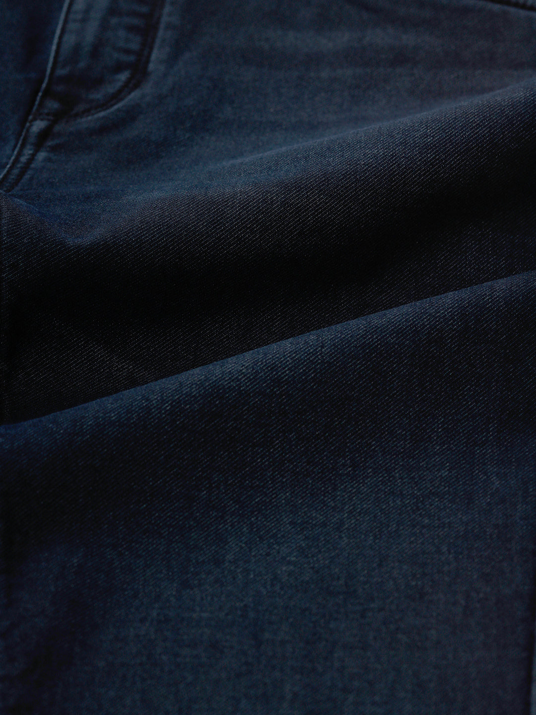 Close-up of blue fabric with texture detail