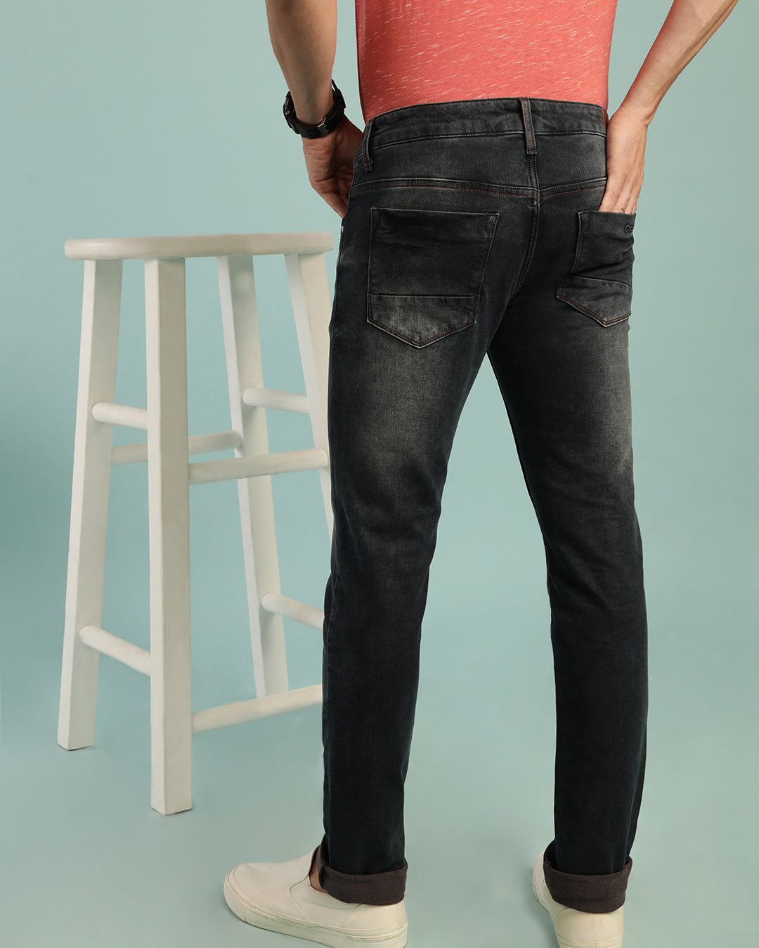 Red Half Sleeve Jacquard Polo Slim Fit T-Shirt