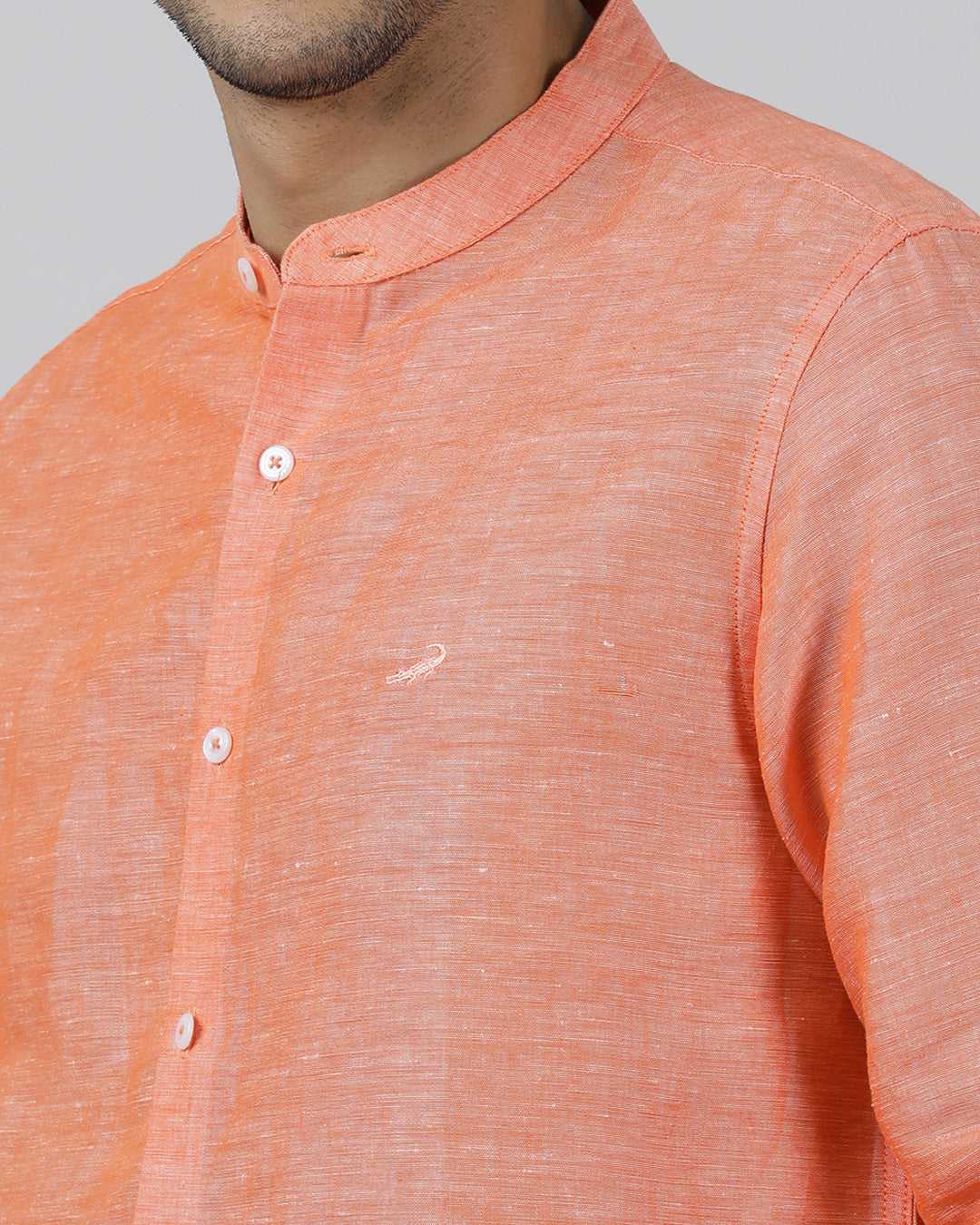 Casual Orange Full Sleeve Regular Fit Solid Shirt with Collar for Men