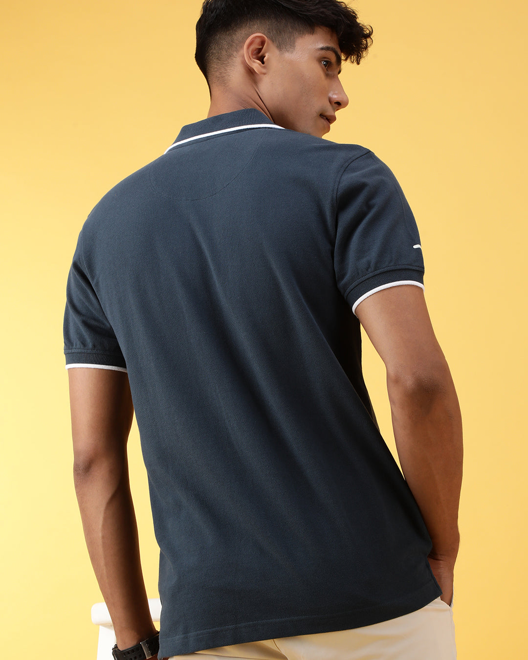 Close-up of blue fabric with texture detail