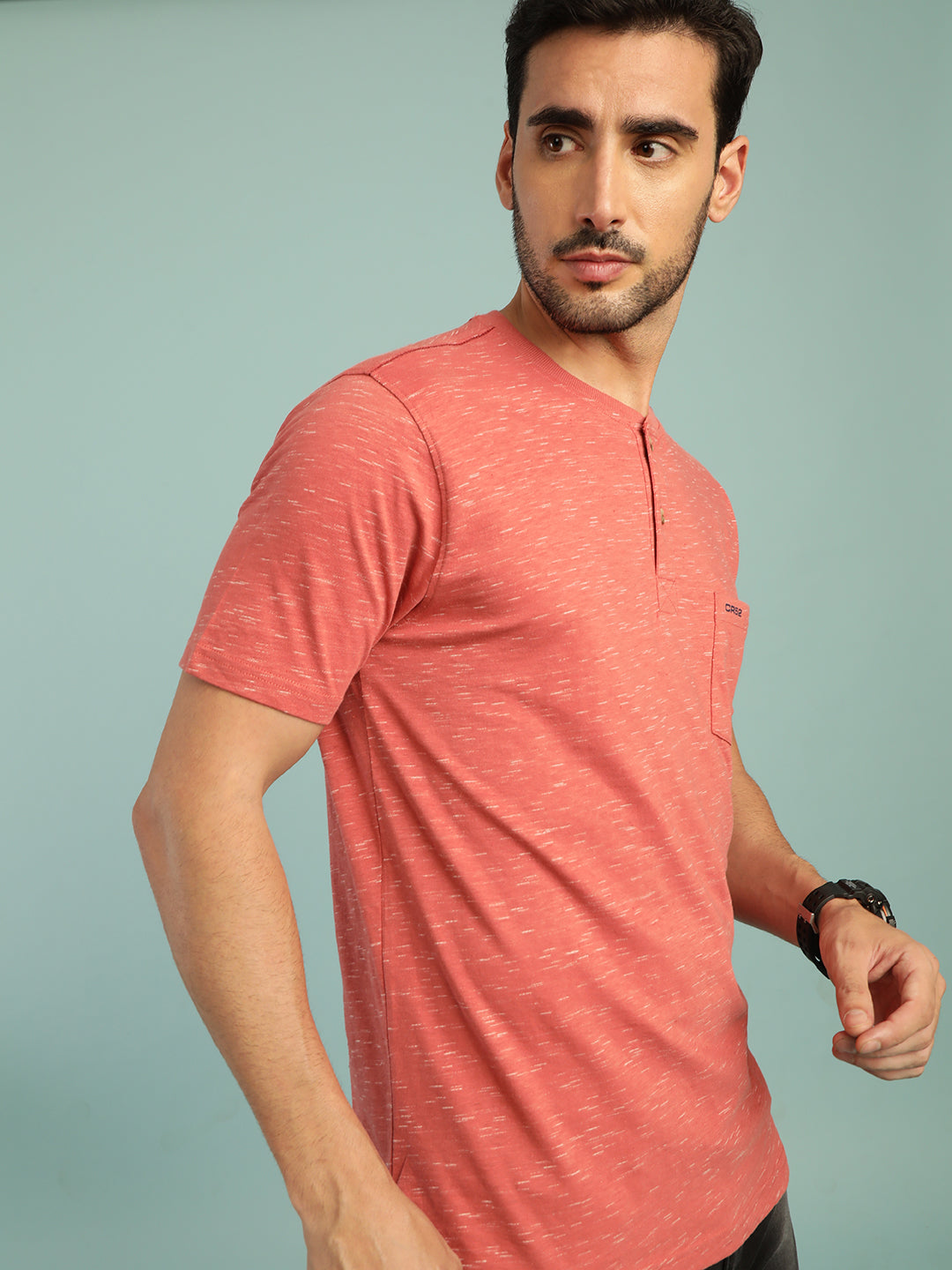 Crocodile Injected Slub Henley T-Shirt