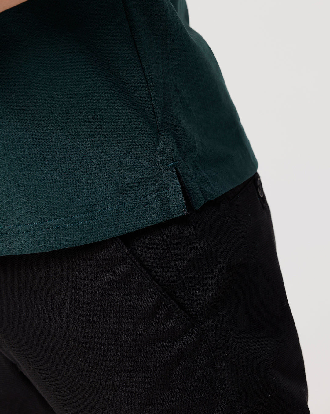Close-up of green fabric with texture detail