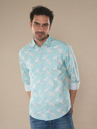 Floral Print pastel Colour Shirt Mint
