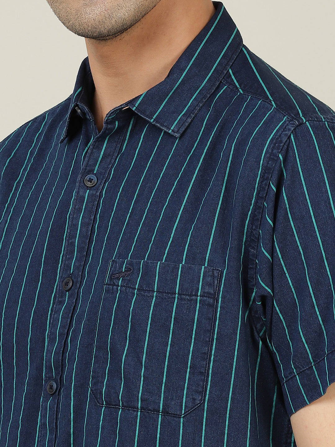 Crocodile Men Blue Regular Fit Casual Shirt