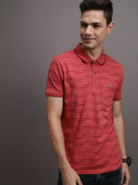 Mineral Red Printed Casual Polo T-Shirt