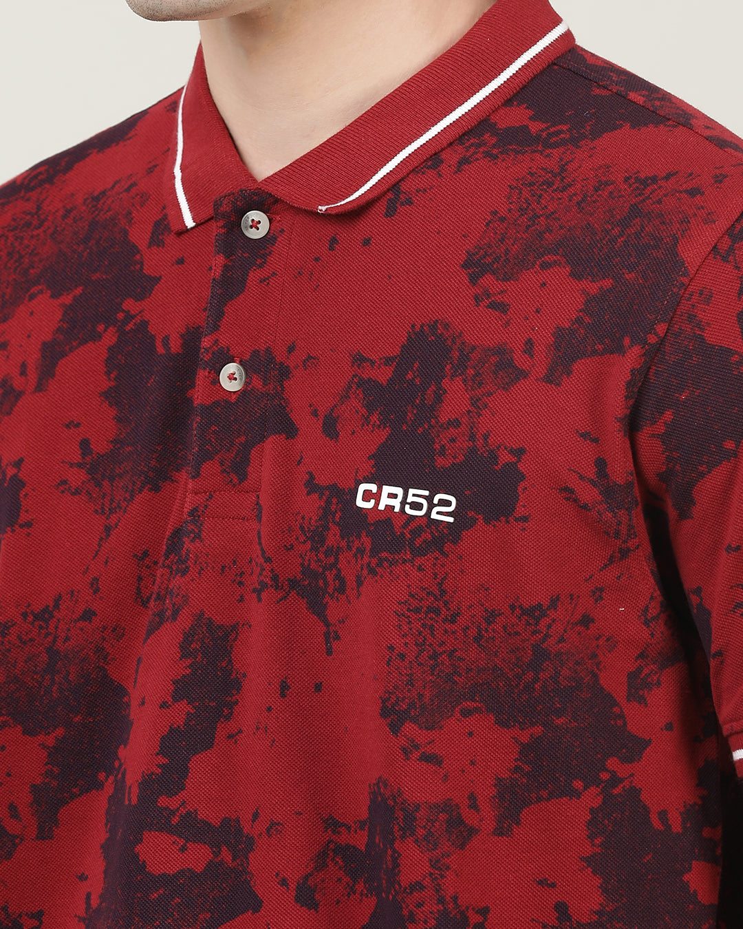 Crocodile Men Red Printed Polo T-Shirt