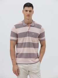 Prism Weave Stripe Polo T-Shirt In Blue