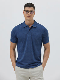 Geo Grid All-Over Print Polo T-Shirt In Blue