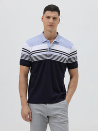 Urban Engineered Stripe Polo T-Shirt In Indigo