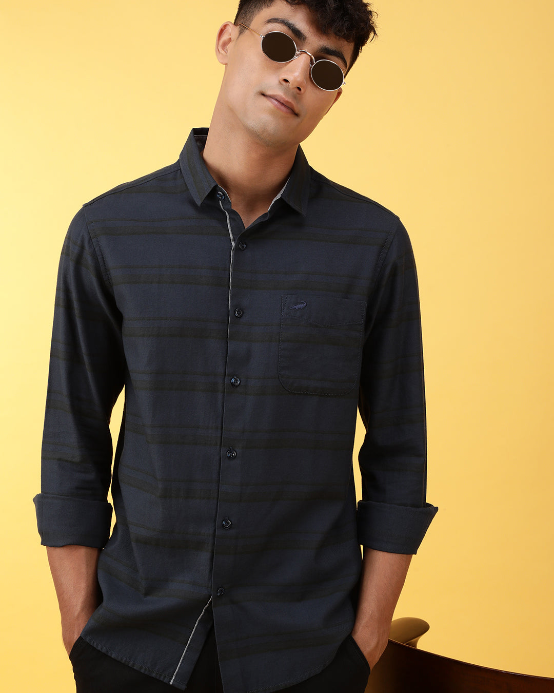 Tonal Stripe Fabric Dyed Shirt