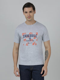 Typography Printed Single Jersey Cotton T-Shirts Grey