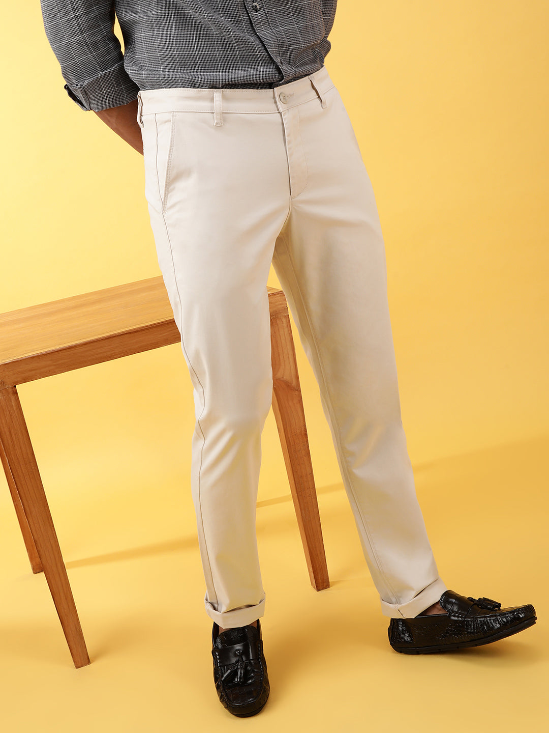 CLASSIC STRETCH LIGHT BEIGE CHINO WITH PEACHED FABRIC