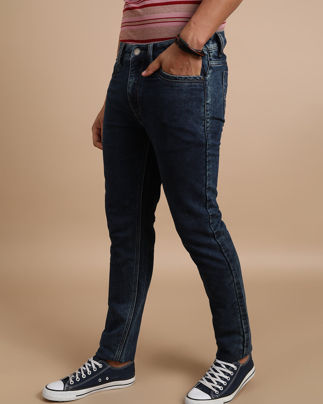 PREMIUM KNITTED DARK WASHED JEANS