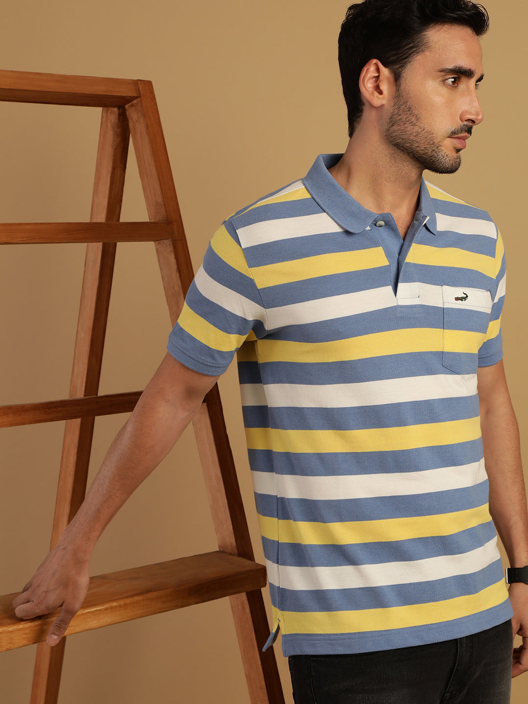 Red Half Sleeve Jacquard Polo Slim Fit T-Shirt