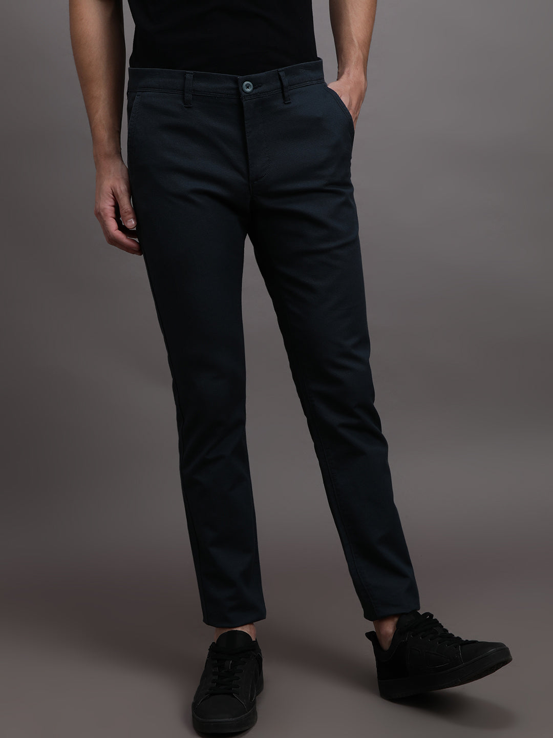 TEXTURED FABRIC TROUSER FOR MEN