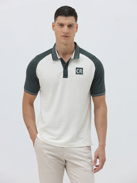 Varsity Raglan Polo T-Shirt In Green