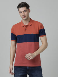 Casual Brown Striped Polo T-Shirt