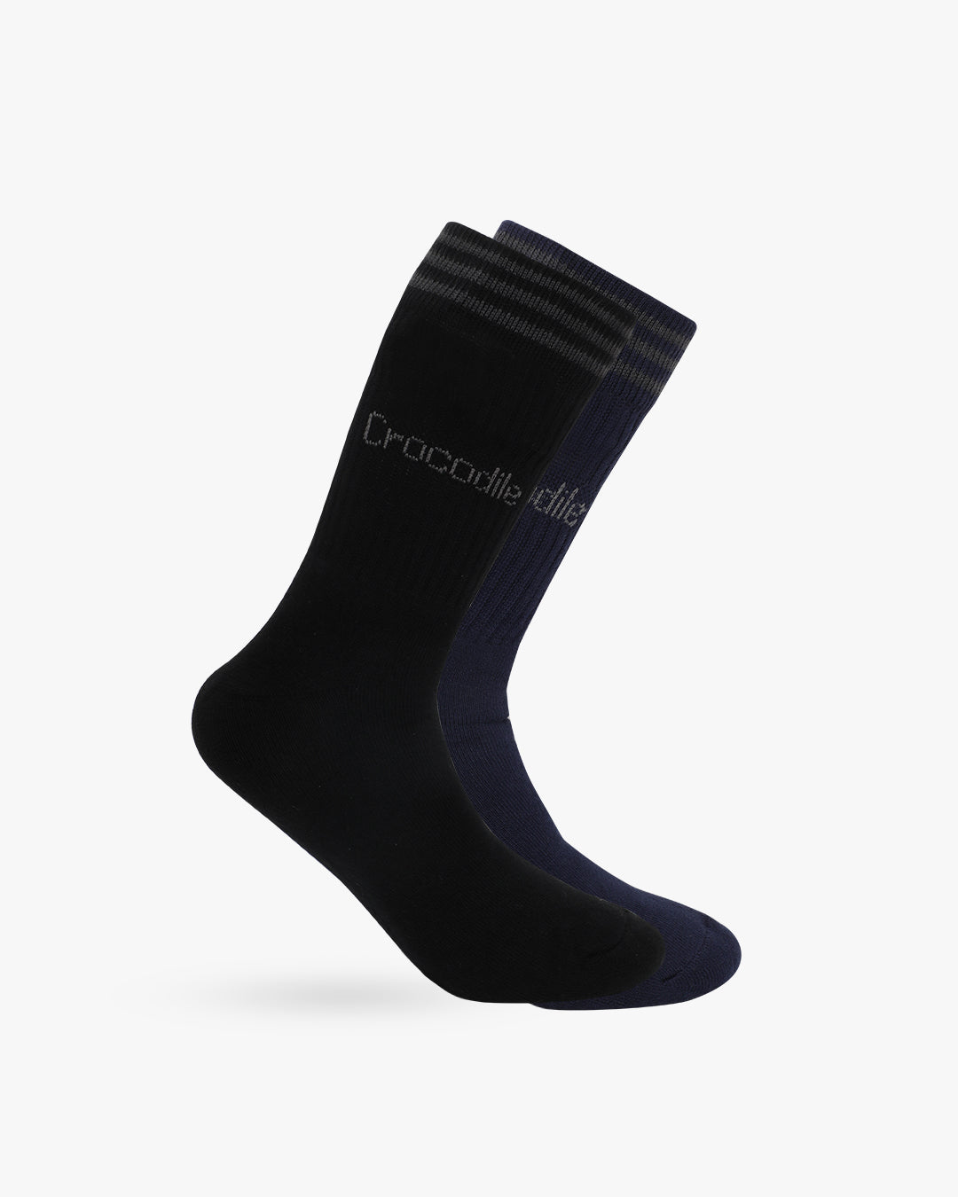 A pair of black ankle-length socks with the brand 'Crocodile' visible on the side.