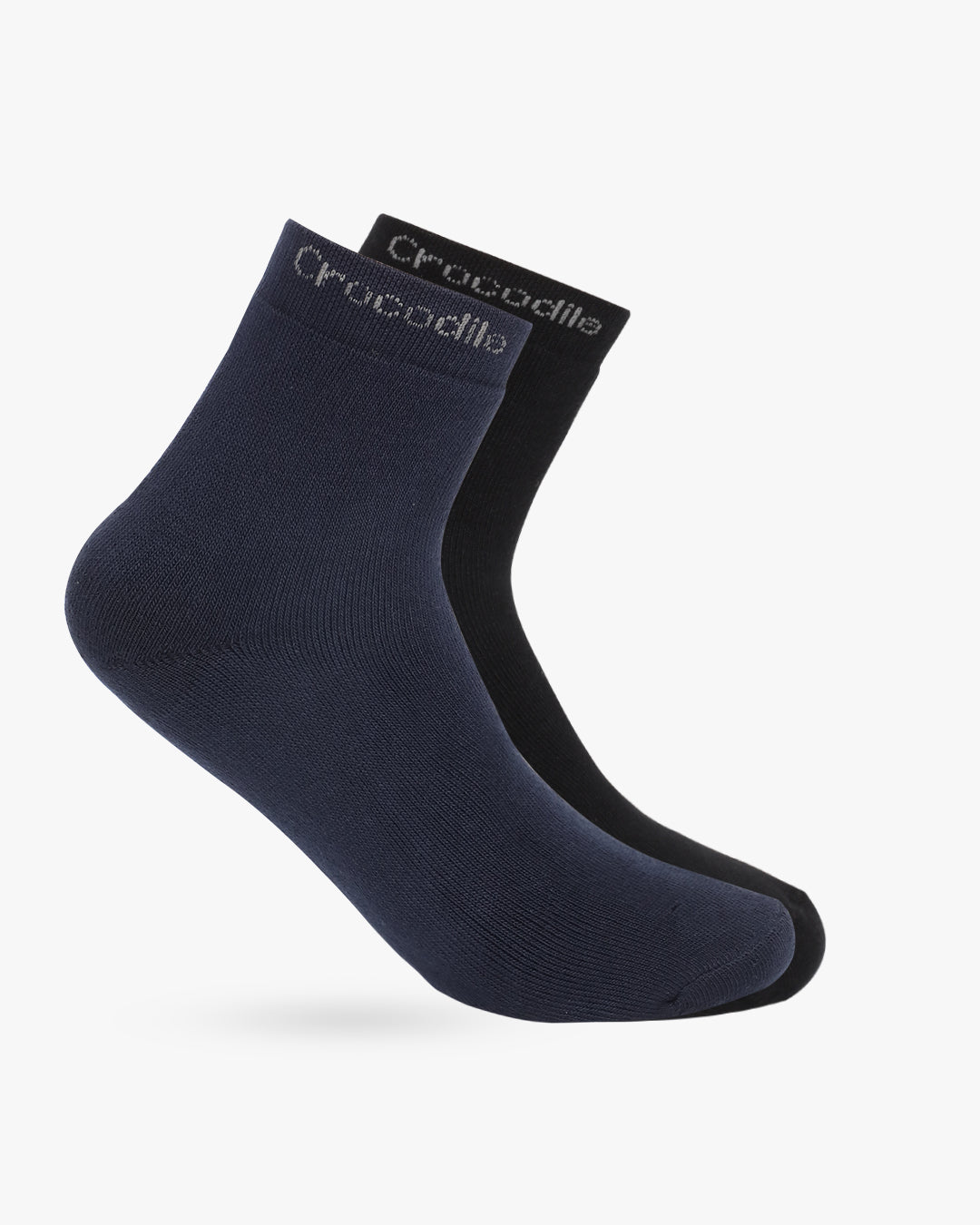 A pair of ankle-length socks in black color with the brand 'Crocodile' visible on the side.