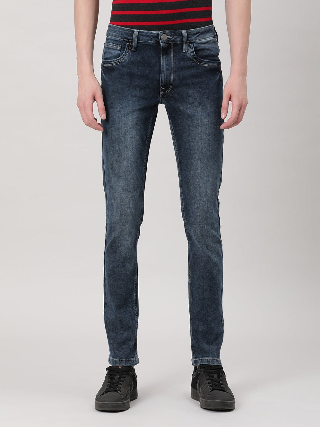 Casual Denim Jean slip Tapered Solid Light Blue for Men