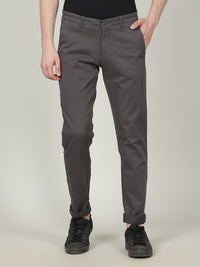 Dark Grey Slim Fit Casual Solid Trouser