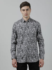 Grey Printed Full Sleeve Casual Shirt