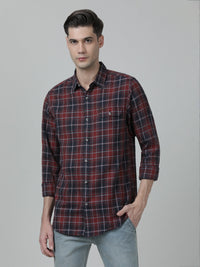 Casual Red Checked Full Sleeve 100% Cotton Shirt