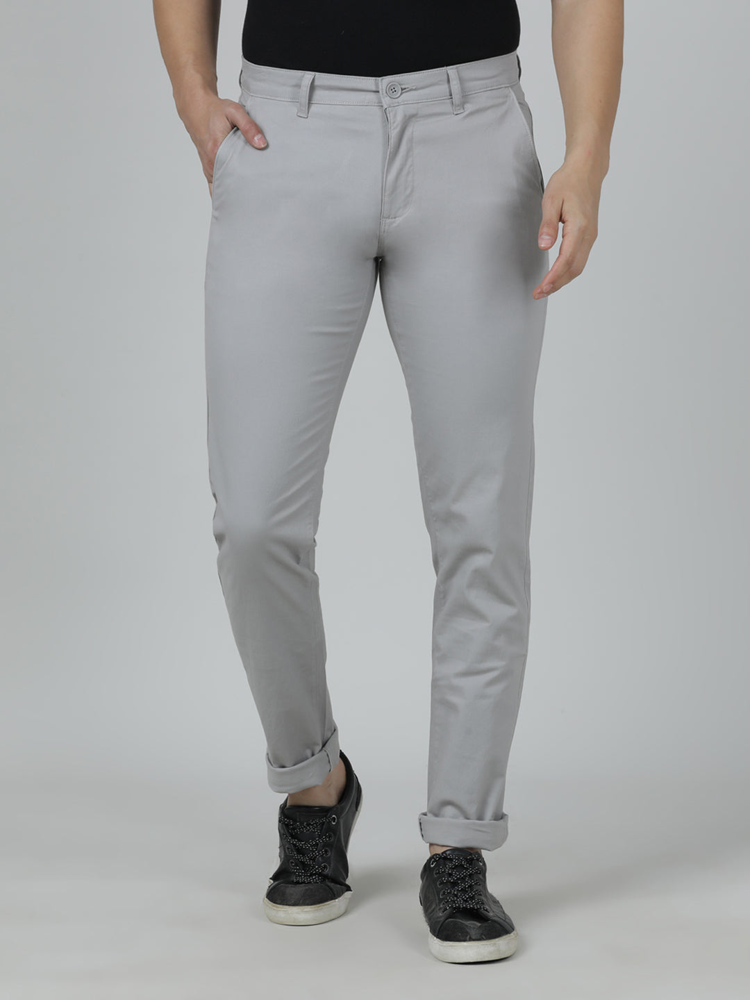 Crocodile Trim Fit Grey Trouser for Men