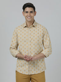 Beige Printed Full Sleeve Shirt