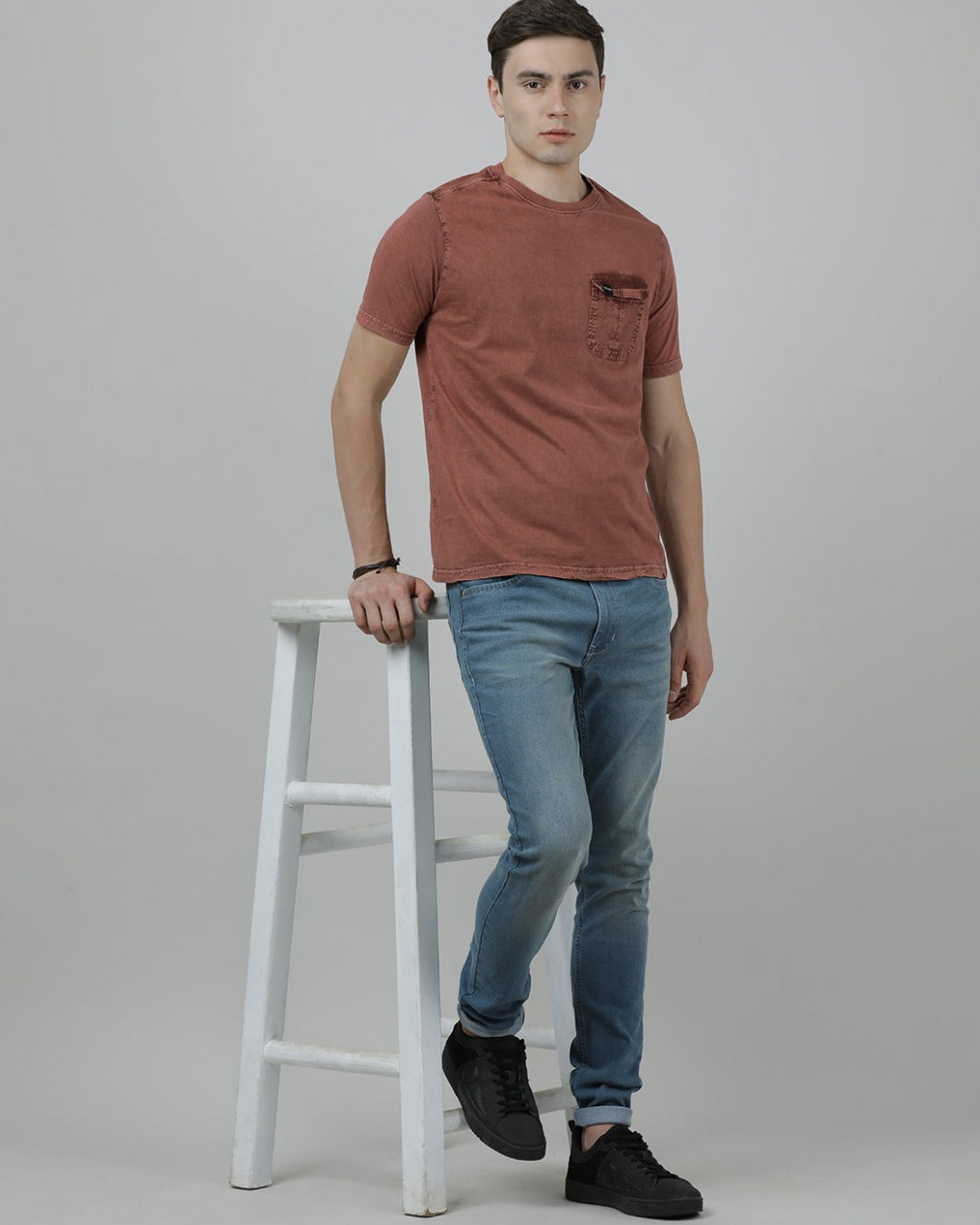 Crocodile Casual Denim Jean slip Tapered Solid Light Blue for Men