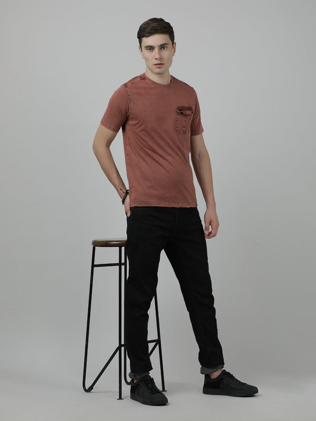 Crocodile Casual Dark Red T-Shirt Half Sleeve Slim Fit Jersey with Collar for Men