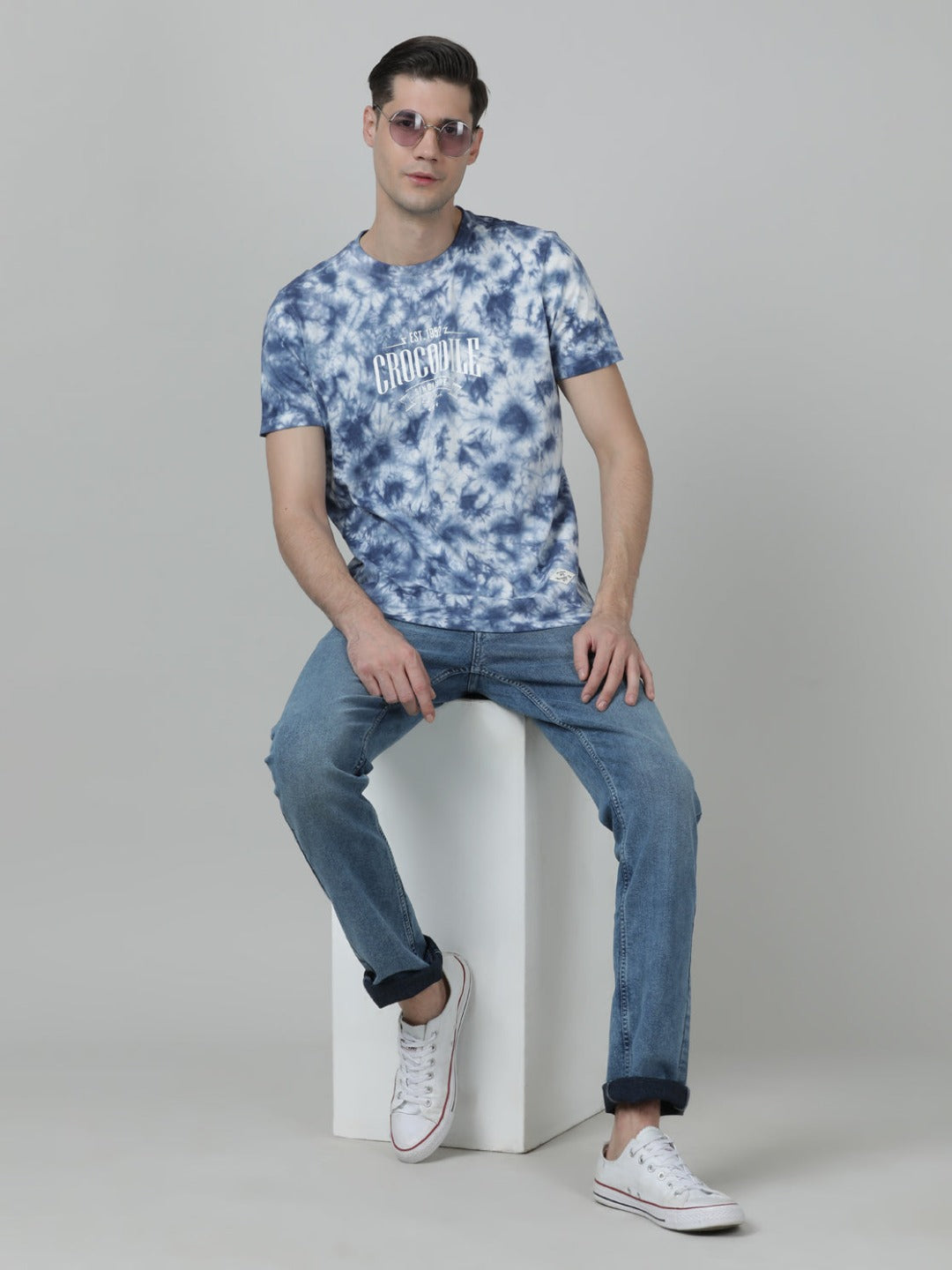 Casual Crew Neck Half Sleeve Single Jersey Midnight Blue T-shirt