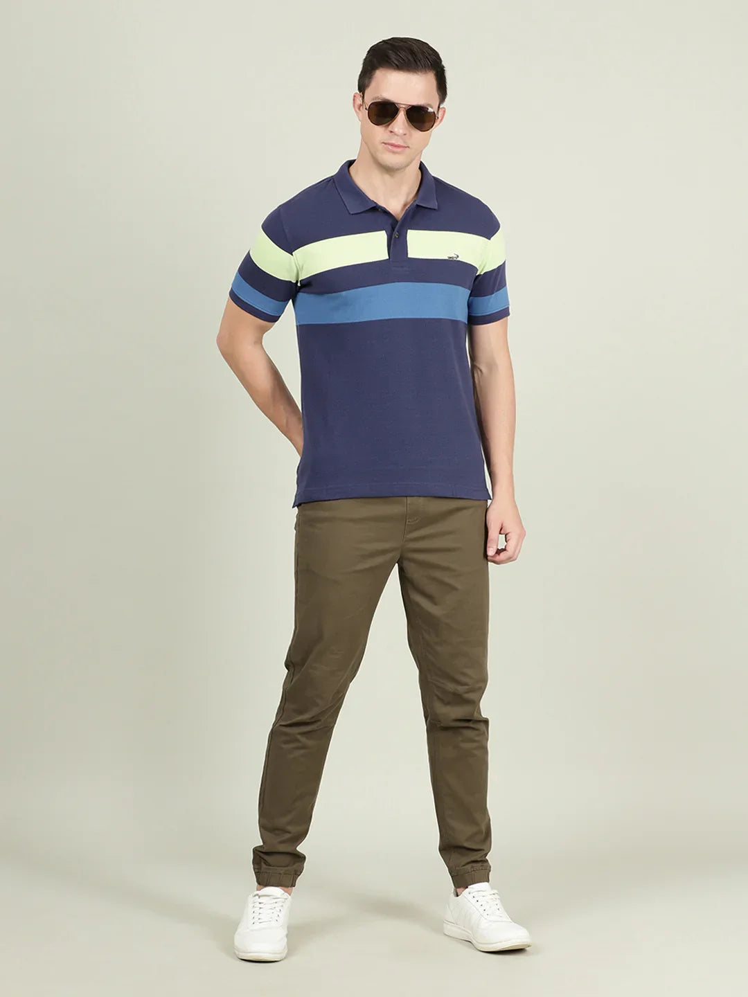 Crocodile Men Collar Striper T-Shirt